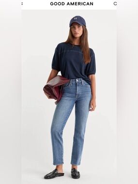 Good American Always Fits Good Legs Straight Leg Jeans in Indigo , size 6-12